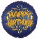 Satin Navy Blue Happy Birthday Luftballon aus Folie zum Geburtstag, 45 cm, Satin Luxe, heliumgefüllt
