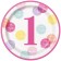Pappteller Pink Dots 1st Birthday, 8 Stück