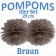 Pompoms Braun, 25 cm, 10 Stück