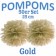 Pompoms Gold, 25 cm, 50 Stück