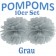 Pompoms Grau, 10 Stück