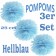 Pompoms Hellblau, 25 cm, 3 Stück