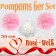 Pompoms in Rosé und Weiß, 35 cm, 6er Set