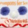 Pompoms in Marineblau und Weiß, 35 cm, 6er Set