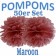 Pompoms Maroon, 35 cm, 50 Stück