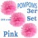 Pompoms Pink, 25 cm, 3 Stück