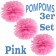 Pompoms Pink, 3 Stück