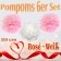 Pompoms in Rosé und Weiß, 25 cm, 6er Set