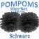 Pompoms Schwarz, 25 cm, 10 Stück