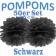 Pompoms Schwarz, 25 cm, 50 Stück