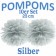 Pompoms Silber, 25 cm, 10 Stück