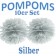 Pompoms Silber, 10 Stück