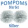 Pompoms Silber, 35 cm, 50 Stück