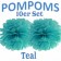 Pompoms Teal, 10 Stück