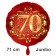 Großer Zahl 70 Luftballon aus Folie zum 70. Geburtstag, 71 cm, Rot/Gold, heliumgefüllt