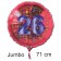 Großer Zahl 26 Luftballon aus Folie zum 26. Geburtstag, 71 cm, Rot/Blau, heliumgefüllt