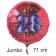 Großer Zahl 28 Luftballon aus Folie zum 28. Geburtstag, 71 cm, Rot/Blau, heliumgefüllt