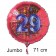 Großer Zahl 28 Luftballon aus Folie zum 28. Geburtstag, 71 cm, Rot/Blau, heliumgefüllt