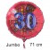 Großer Zahl 30 Luftballon aus Folie zum 30. Geburtstag, 71 cm, Rot/Blau, heliumgefüllt