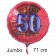 Großer Zahl 50 Luftballon aus Folie zum 50. Geburtstag, 71 cm, Rot/Blau, heliumgefüllt