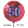 Großer Zahl 50 Luftballon aus Folie zum 50. Geburtstag, 71 cm, Rot/Blau