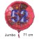 Großer Zahl 52 Luftballon aus Folie zum 52. Geburtstag, 71 cm, Rot/Blau