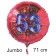 Großer Zahl 53 Luftballon aus Folie zum 53. Geburtstag, 71 cm, Rot/Blau