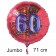 Großer Zahl 60 Luftballon aus Folie zum 60. Geburtstag, 71 cm, Rot/Blau, heliumgefüllt