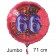 Großer Zahl 66 Luftballon aus Folie zum 66. Geburtstag, 71 cm, Rot/Blau, heliumgefüllt