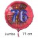 Großer Zahl 76 Luftballon aus Folie zum 76. Geburtstag, 71 cm, Rot/Blau, heliumgefüllt