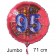 Großer Zahl 95 Luftballon aus Folie zum 95. Geburtstag, 71 cm, Rot/Blau, heliumgefüllt