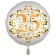 Satin Weiß/Gold Zahl 25 Luftballon aus Folie zum 20. Geburtstag, 45 cm, Satin Luxe, heliumgefüllt