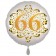 Satin Weiß/Gold Zahl 66 Luftballon aus Folie zum 20. Geburtstag, 45 cm, Satin Luxe, heliumgefüllt