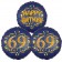 Satin Navy & Gold 69 Happy Birthday, Luftballons aus Folie zum 69. Geburtstag, inklusive Helium