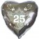 Herzluftballon aus Folie in Silber, Tauben, Herzen und Schleifen, Zahl 25, zur Silbernen Hochzeit inklusive Helium Ballongas