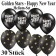Silvester Helium Einweg Set, 10 Luftballons Happy New Year, 20 Luftballons Golden Stars
