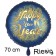 Silvester Luftballon: Happy New Year Satin de Luxe, blau, 70 cm