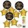 Dekoration Silvester: 9 Luftballons 3 x Happy New Year und 6 goldene Sternballons mit 1 Liter Ballongas Einweg