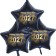 Silvester Bouquet bestehend aus 3 Sternballons in Schwarz mit Helium, 2027 Feuerwerk