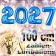Zahlendekoration Silvester 2027, silber, 1m große Zahlen, Luftballons aus Folie