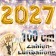 Zahlendekoration Silvester 2027, gold, 1 m grosse Zahlen befüllbare Ballons aus Folie