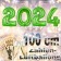 Zahlendekoration Silvester 2024, grün,1 m grosse Zahlen, befüllbare Ballons aus Folie