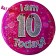 Jumbo Ansteckbutton, Tischaufsteller, I am 10 today, pink