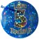 Jumbo Ansteckbutton, Tischaufsteller, I am 5 today, blau