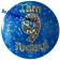 Jumbo Ansteckbutton, Tischaufsteller, I am 9 today, blau