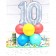 Tischdekoration, Holografischer Luftballon Zahl 10, Luftschlangen