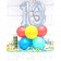 Tischdekoration, Holografischer Luftballon Zahl 13, Luftschlangen