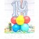 Tischdekoration, Holografischer Luftballon Zahl 14, Luftschlangen