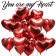 You are my Heart: 18 heliumgefüllte, rote Herzluftballons aus Folie