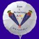 Zum 1. Schultag, personalisierter Luftballon aus Folie mit Namen des Schülers, weißer Rundballon mit Ballongas-Helium